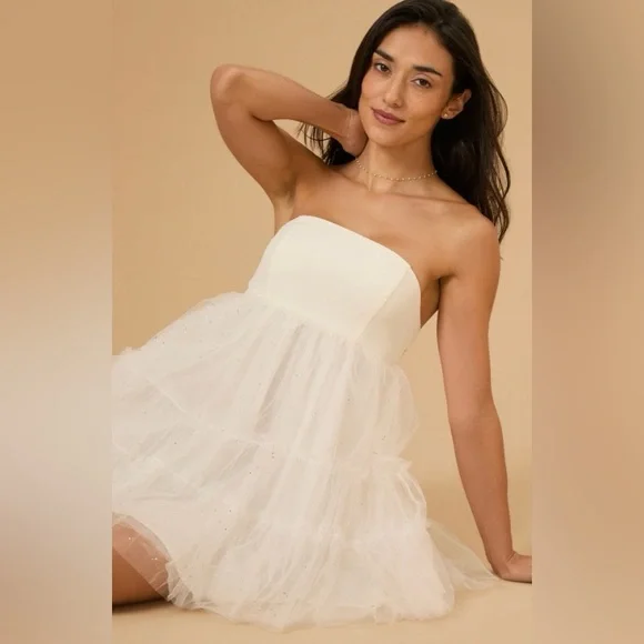 Altar'd State White Strapless Dress NEW xxs - Picture 3 of 5